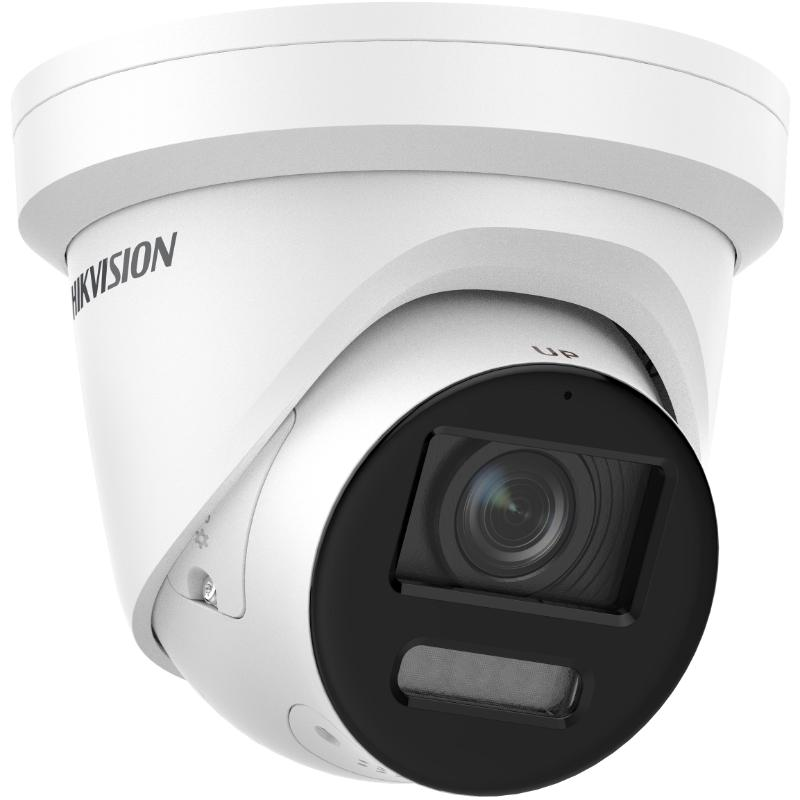 Caméra réseau à tourelle fixe avec lumière stroboscopique ColorVu de 8 MP et avertissement sonore